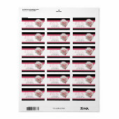 Fuchsia Flower roze and Black Adresetiketten Etiket (Full Sheet)