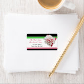 Fuchsia Flower roze Green & Black Adresetiketten Etiket (Insitu)