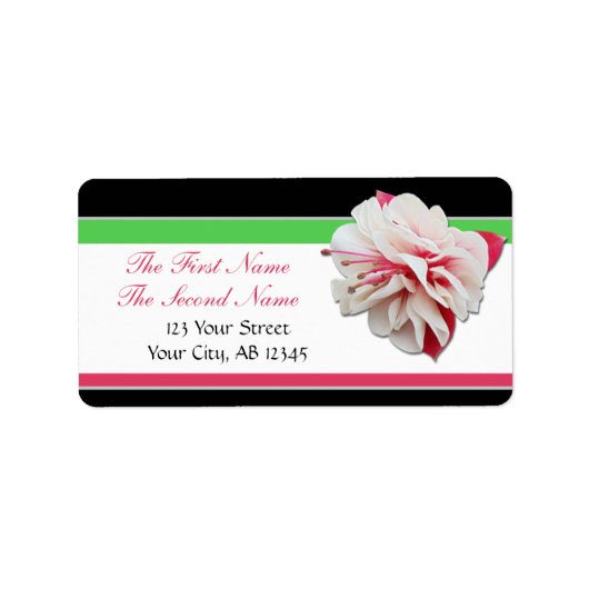 Fuchsia Flower roze Green & Black Adresetiketten Etiket (Voorkant)