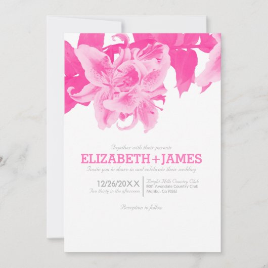 Fuchsia Flower Wedding Invitations Kaart (Voorkant)