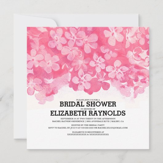Fuchsia Flowers Bridal Shower Invitations Kaart (Voorkant)