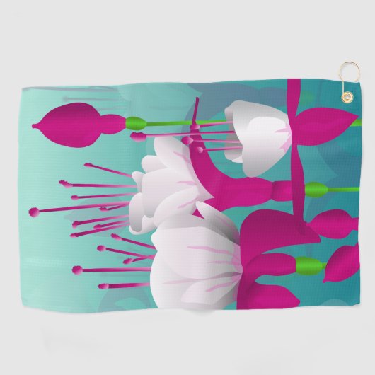 Fuchsia Flowers Golfhanddoek (Horizontaal)