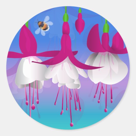 Fuchsia Flowers Ronde Sticker (Voorkant)