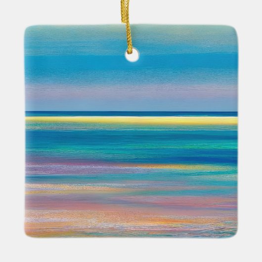 "Fuchsia Fusion" Abstract Zeelandschap Keramisch Ornament (Voorkant)