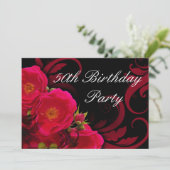 Fuchsia Garden Roos Vrouwen 50ste Verjaardagsfeest Kaart (Staand voorkant)