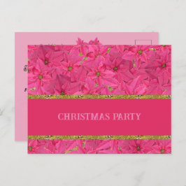 Fuchsia gekleurde poinsettias, aangepaste kerst uitnodiging briefkaart