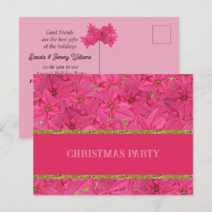 Fuchsia gekleurde poinsettias, aangepaste kerst uitnodiging briefkaart