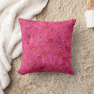 Fuchsia gekleurde poinsettias, bloemenmotief kussen