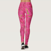 Fuchsia gekleurde poinsettias, bloemenmotief leggings (Achterkant)