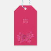 Fuchsia gekleurde poinsettias, bloemenpatroon op m cadeaulabel (Achterkant)