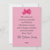 Fuchsia gekleurde poinsettias, bloemenpatroon op m feestdagenkaart (Achterkant)