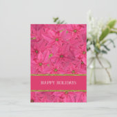 Fuchsia gekleurde poinsettias, bloemenpatroon op m feestdagenkaart (Staand voorkant)