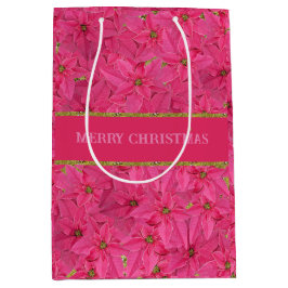 Fuchsia gekleurde poinsettias, bloemenpatroon op m medium cadeauzakje