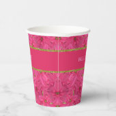 Fuchsia gekleurde poinsettias, bloemenpatroon op m papieren bekers (Rechts)