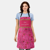 Fuchsia gekleurde poinsettias, bloemenpatroon op m schort (Gedragen)