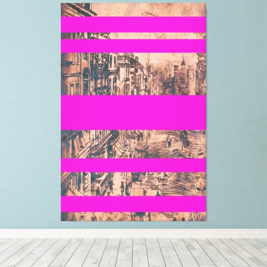 Fuchsia gemoderniseerde versie van St. James's Str Canvas Afdruk (Insitu (Houten vloer))