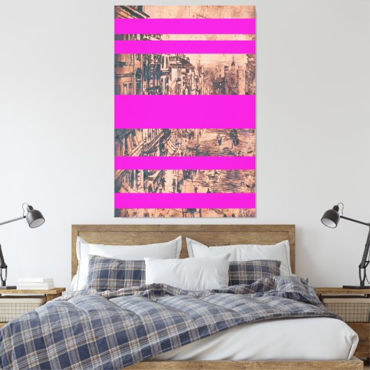 Fuchsia gemoderniseerde versie van St. James's Str Canvas Afdruk (Insitu (Slaapkamer))