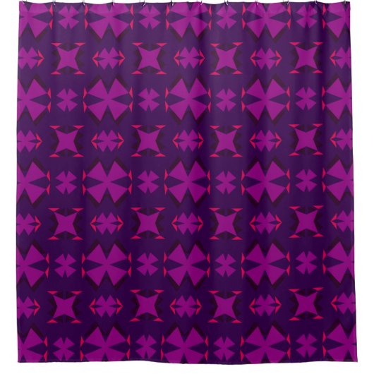 Fuchsia Geotech: A Vibrant Abstract Geometric Text Douchegordijn (Voorkant)