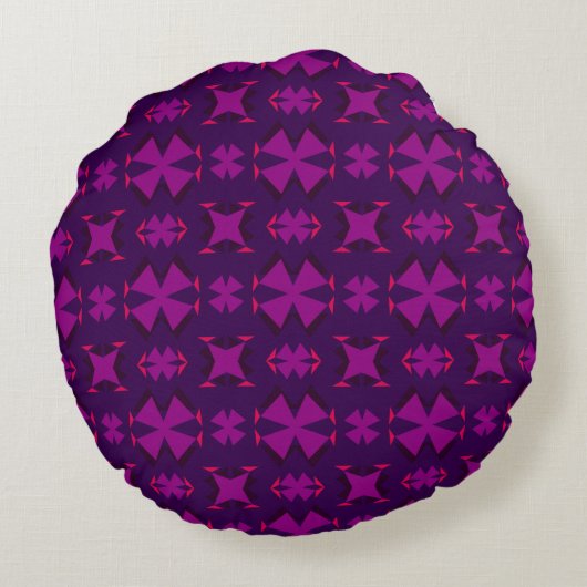Fuchsia Geotech: A Vibrant Abstract Geometric Text Rond Kussen (Achterkant)