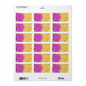 Fuchsia Gerber Daisy & Golden Glow Damask Etiket (Full Sheet)