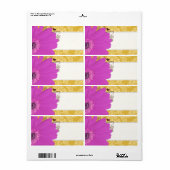 Fuchsia Gerber Daisy & Golden Glow Damask Etiket (Full Sheet)