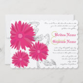 Fuchsia Gerber Daisy Wedding Invitation Kaart (Voorkant)