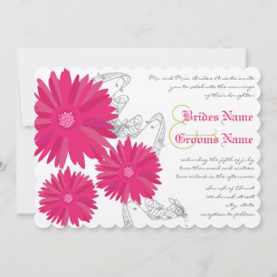 Fuchsia Gerber Daisy Wedding Invitation Kaart