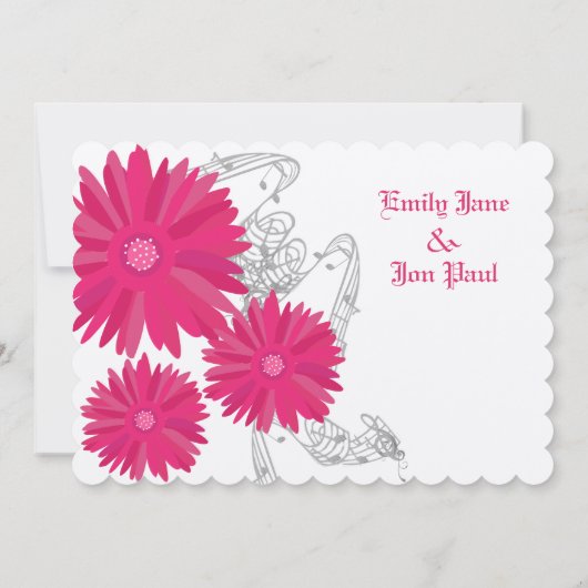 Fuchsia Gerber Daisy Wedding Invitation Kaart (Achterkant)