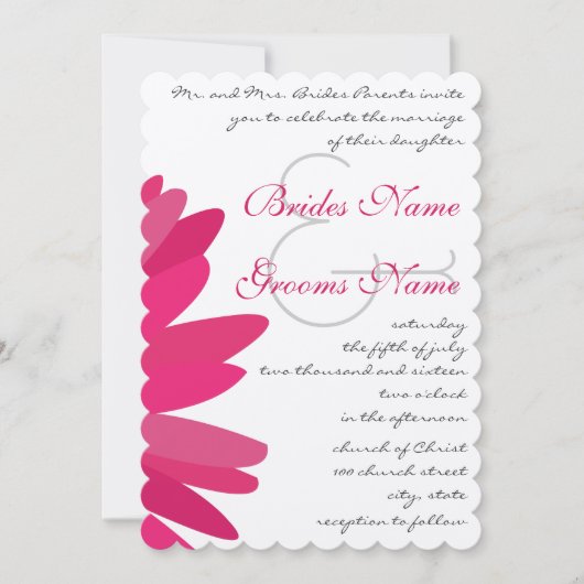 Fuchsia Gerber Daisy Wedding Invitation Kaart (Voorkant)