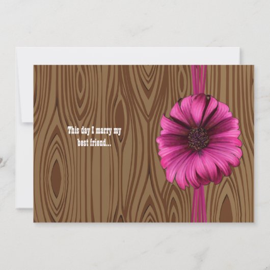 Fuchsia Gerber Daisy Wedding Invite Kaart (Achterkant)