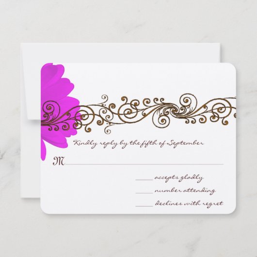 Fuchsia Gerber Daisy Wedding RSVP (Achterkant)