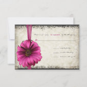 Fuchsia Gerber Daisy Wedding RSVP (Voorkant)