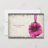 Fuchsia Gerber Daisy Wedding RSVP (Achterkant)