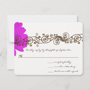 Fuchsia Gerber Daisy Wedding RSVP Kaartje