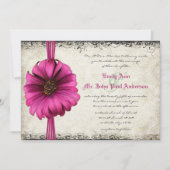 Fuchsia Gerber Madelief Bruiloft Invite Kaart (Voorkant)