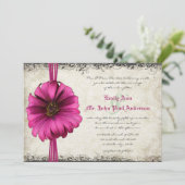 Fuchsia Gerber Madelief Bruiloft Invite Kaart (Staand voorkant)