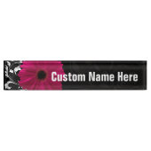Fuchsia Gerbera Daisy Black/White Swirl Naambordje (Voorkant)