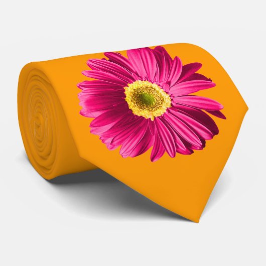 Fuchsia Gerbera Daisy Flower Stropdas (Opgerold)