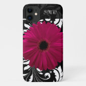 Fuchsia Gerbera Daisy met zwarte en witte wervelko Case-Mate iPhone Case (Achterkant)