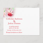 Fuchsia geschilderd bloem kunst rood op te slaan d aankondigingskaart (Achterkant)