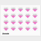 fuchsia gestreepte harten sparen de datum Stickers (Vel)