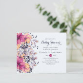 Fuchsia Ginger Floral Baby shower nodigt budgettai (Staand voorkant)