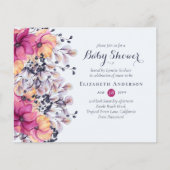 Fuchsia Ginger Floral Baby shower nodigt budgettai (Voorkant)