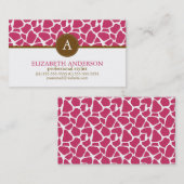 Fuchsia Giraffe patroon monogram Visitekaartje (Voorkant / Achterkant)