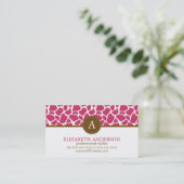 Fuchsia Giraffe patroon monogram Visitekaartje (Staand voorkant)