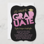 Fuchsia Glitter Afstudeer Uitknip Afstudeerfeest Kaart (Voorkant)
