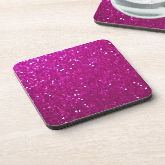 Fuchsia Glitter Look Plastic Onderzetter (Linkerzijde)