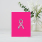 Fuchsia Glitter Style Pink Ribbon Awareness Briefkaart (Staand voorkant)
