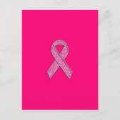 Fuchsia Glitter Style Pink Ribbon Awareness Briefkaart (Voorkant)