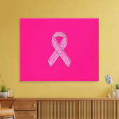 Fuchsia Glitter Style Pink Ribbon Awareness Canvas Afdruk (Insitu (Woonkamer))